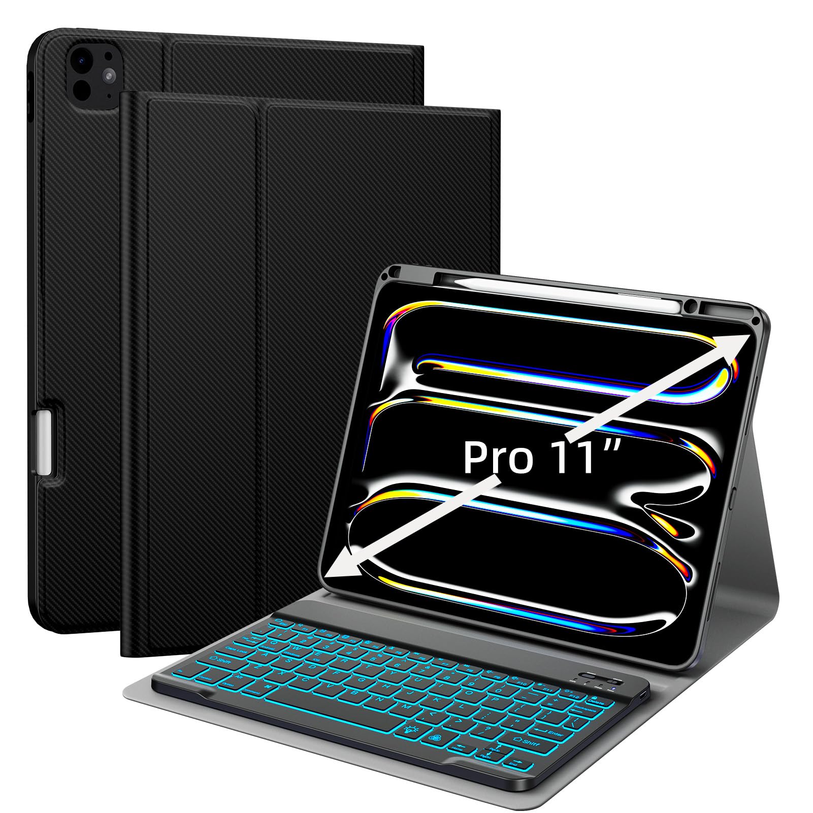 iPad Pro 11インチ 256GB + Keyboard + Pencil JUQITECH iPad Pro 11 Inch M4 Case with Keyboard 2024, iPad 11 Pro